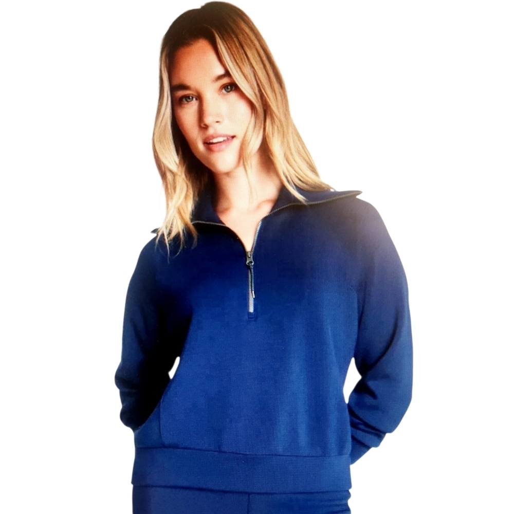Spanx Air Essentials | Women’s Classic Navy Blue Half Zipper Pullover (Size XL)